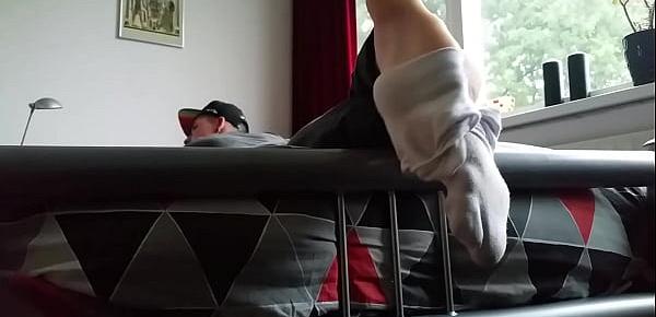  Young boy my boy feet on bed request vid